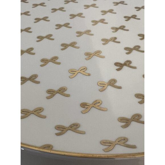 GOLD BOWS White Set of 2 Dinner Plates Viral Coquette 10" Ceramic Tiktok - Picture 3 of 4